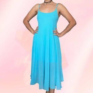 Sky blue pleaded midi dress